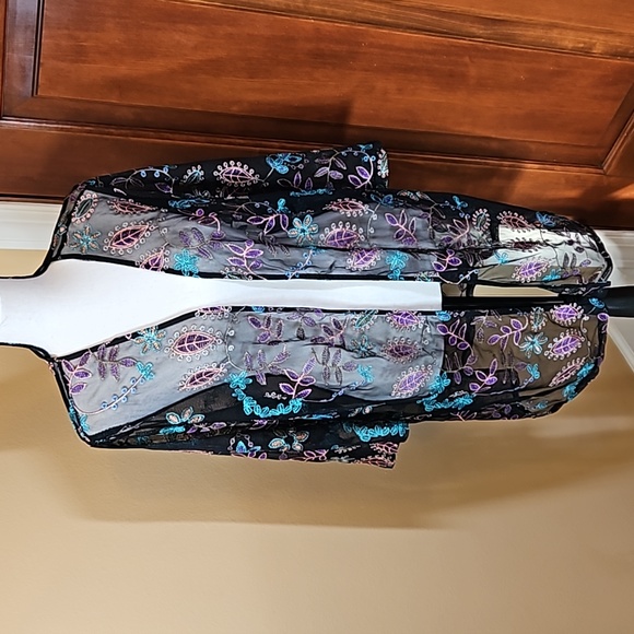 Catherines Tops - CATHERINES OPEN FRONT CARDIGAN TOP LIGHTWEIGHT OX PURPLE TEAL PINK BLACK